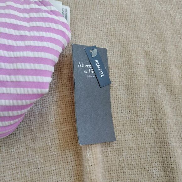 Abercrombie and Fitch Pink and White Striped Bikini Bralette Size XL NWT - Picture 2 of 7